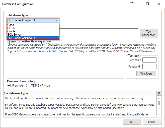 Authenticate users from a database